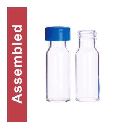 Cp Lab Safety. Wheaton MicroLiter Clear Screw Thread Vial Kit, Blue 9mm Cap, Bonded 100 pk 09-1036B-A